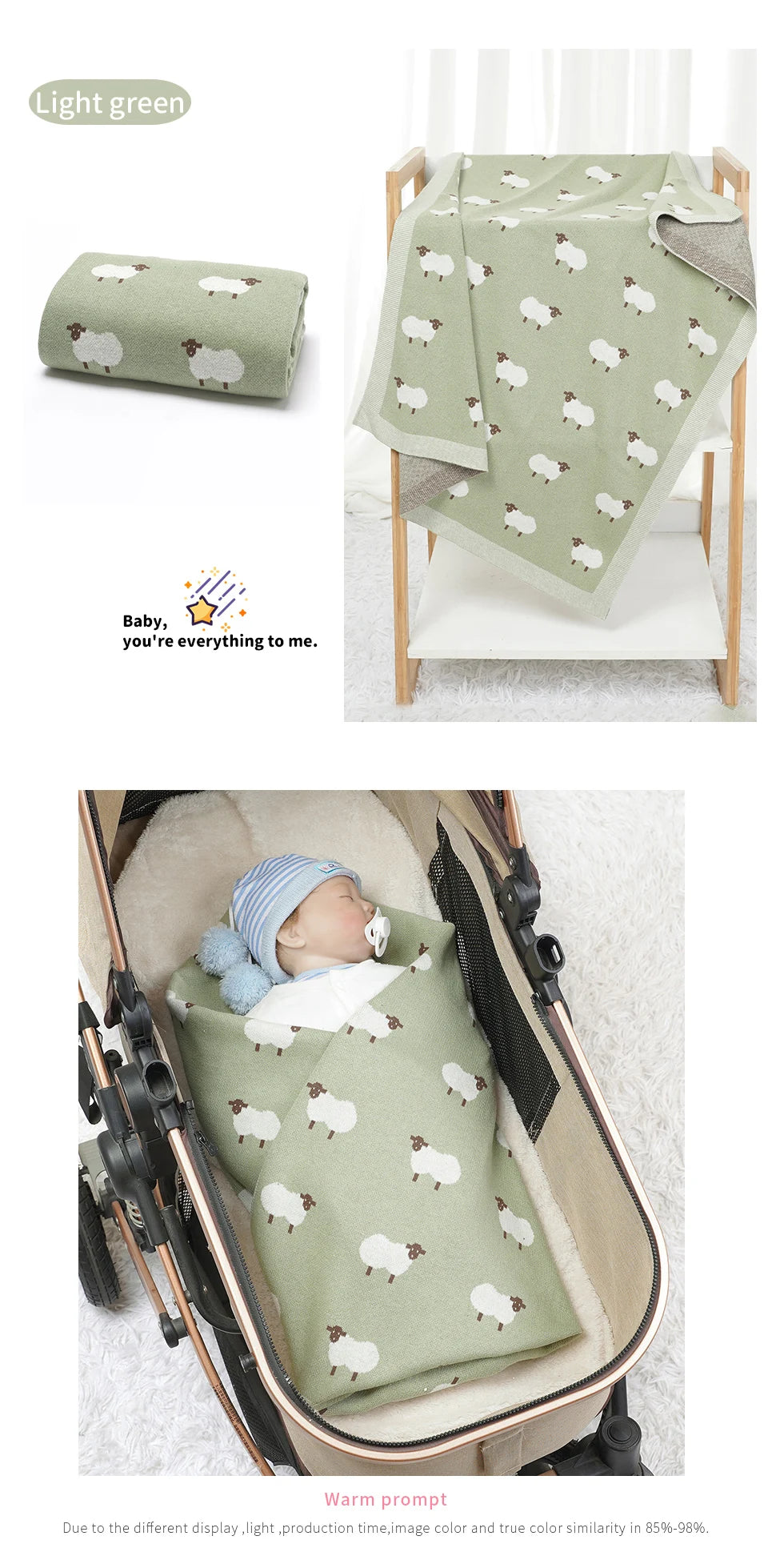 Baby Cotton Blankets Knitted Newborn Boys Girls