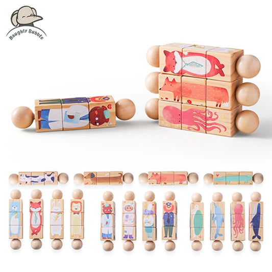 Baby Wooden Rotating Jigsaw Puzzle Hand bell Toy