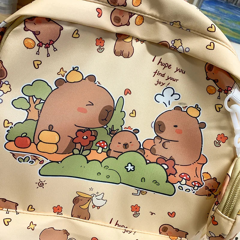 Cute Capybara Backpack for Girls Boys Student Teenager Children's Rucksack Women Cute Casual School Bags Kids Birthday Gift Toy