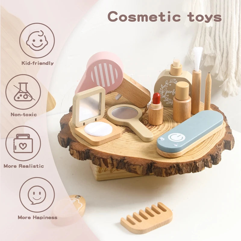 Girls Wooden Simulation Kid Makeup Set