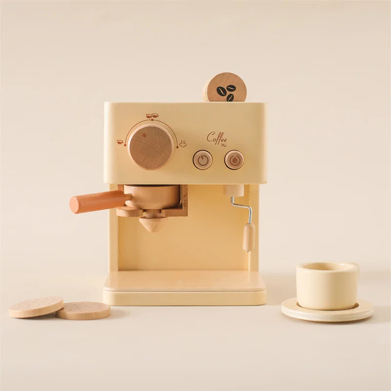 Kids Wooden Montessori Toy Set Children Coffee Machine