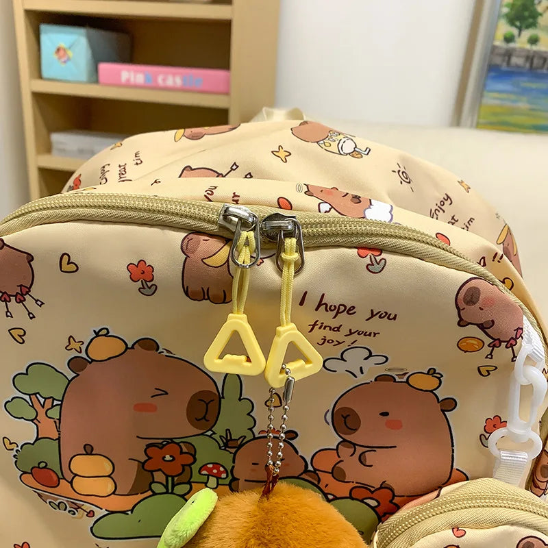 Cute Capybara Backpack for Girls Boys Student Teenager Children's Rucksack Women Cute Casual School Bags Kids Birthday Gift Toy