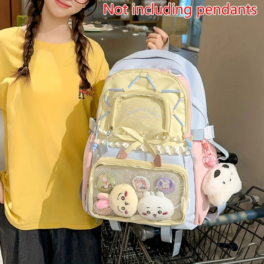 Bag Set Two-Piece Pain Bag Back to School Season Back to School Season Backpack Lace Lightweight Cute Backpack