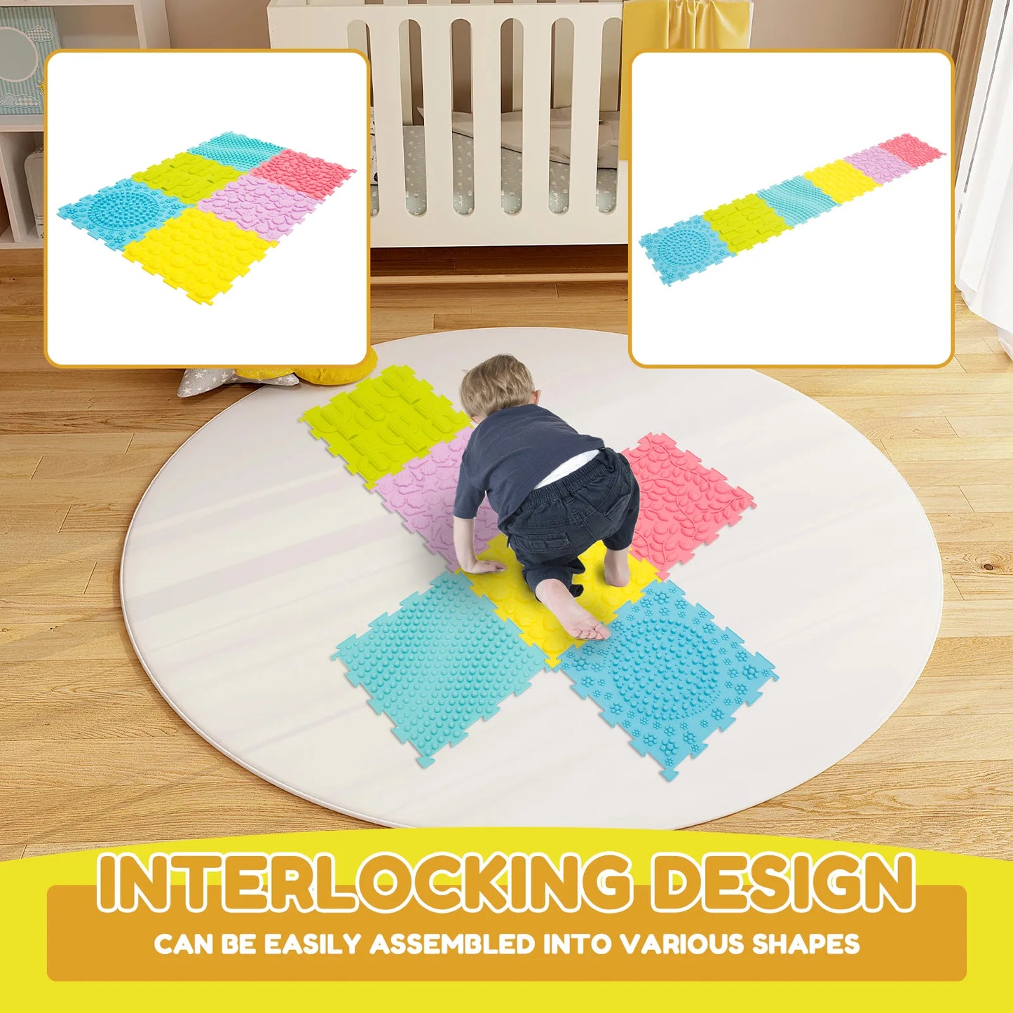 6/12Pcs Sensory Integration Training Mats Foot Massage Pad