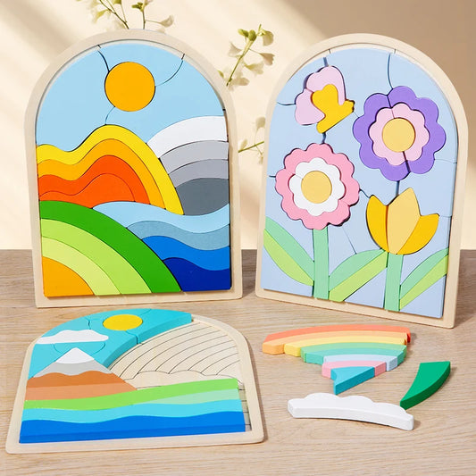 Wooden 3D creative puzzle, 2-6 years old