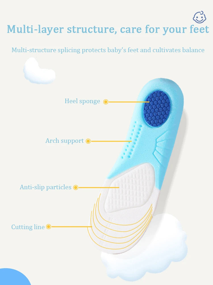 Silicone Comfortable Insoles Running Cushion Kids Shoes Sole Feet Children Sports Memory Foam Orthopedic Arch Support Shoes Pad