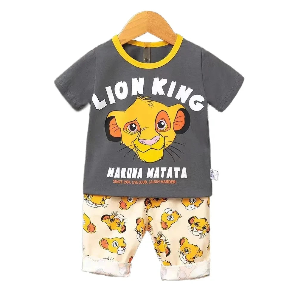Summer cartoon T-shirt Shorts Children's boys Set Cotton