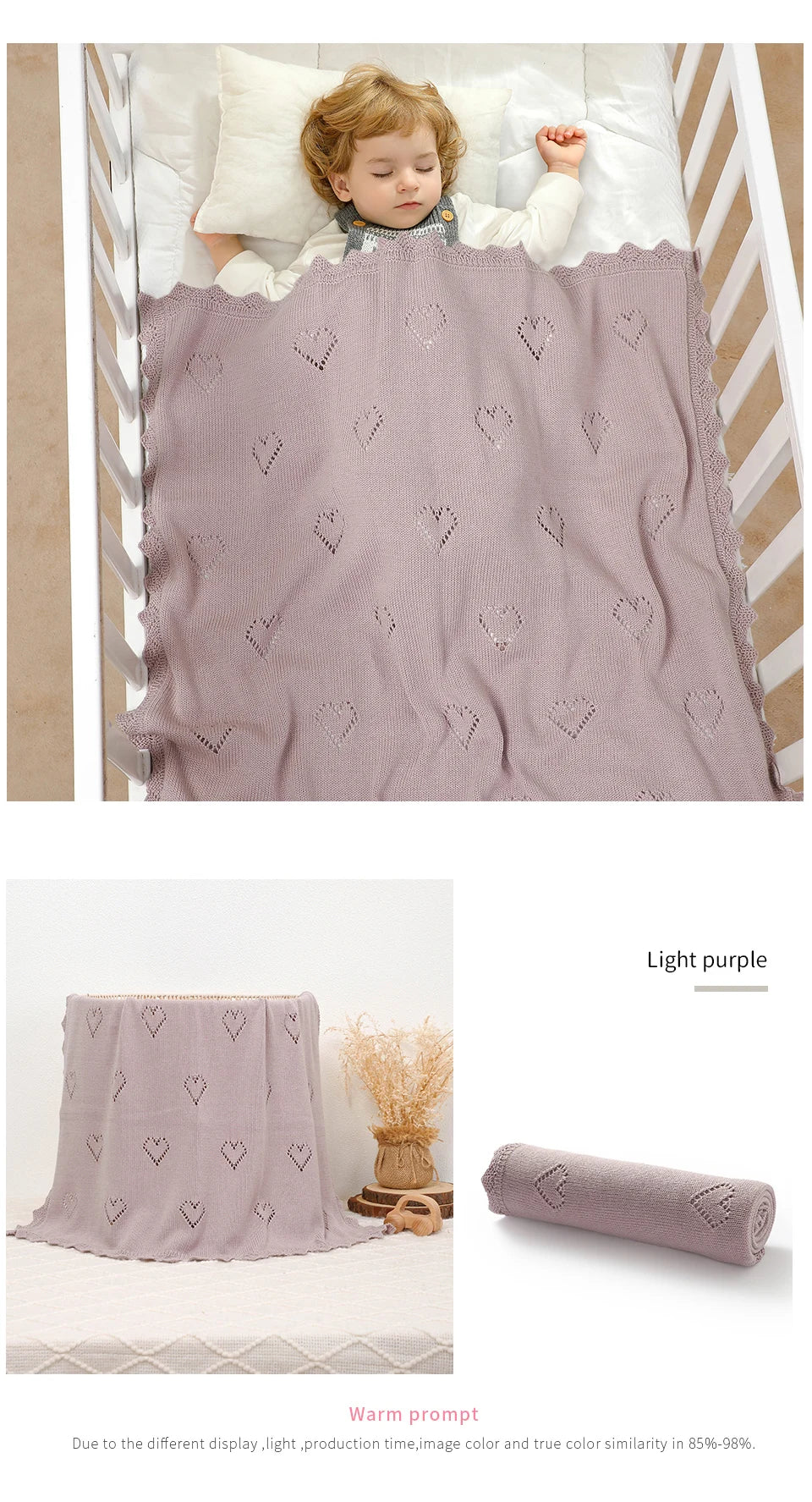Baby Swaddle Blanket Cotton 100*80cm Soft Knitted Newborn Boys Girls