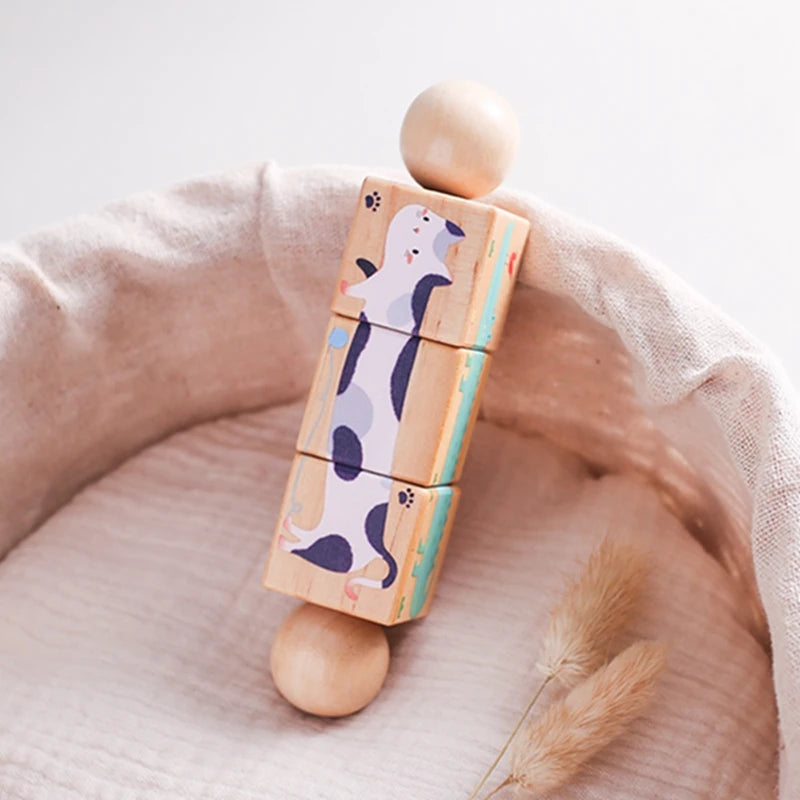 Baby Wooden Rotating Jigsaw Puzzle Hand bell Toy