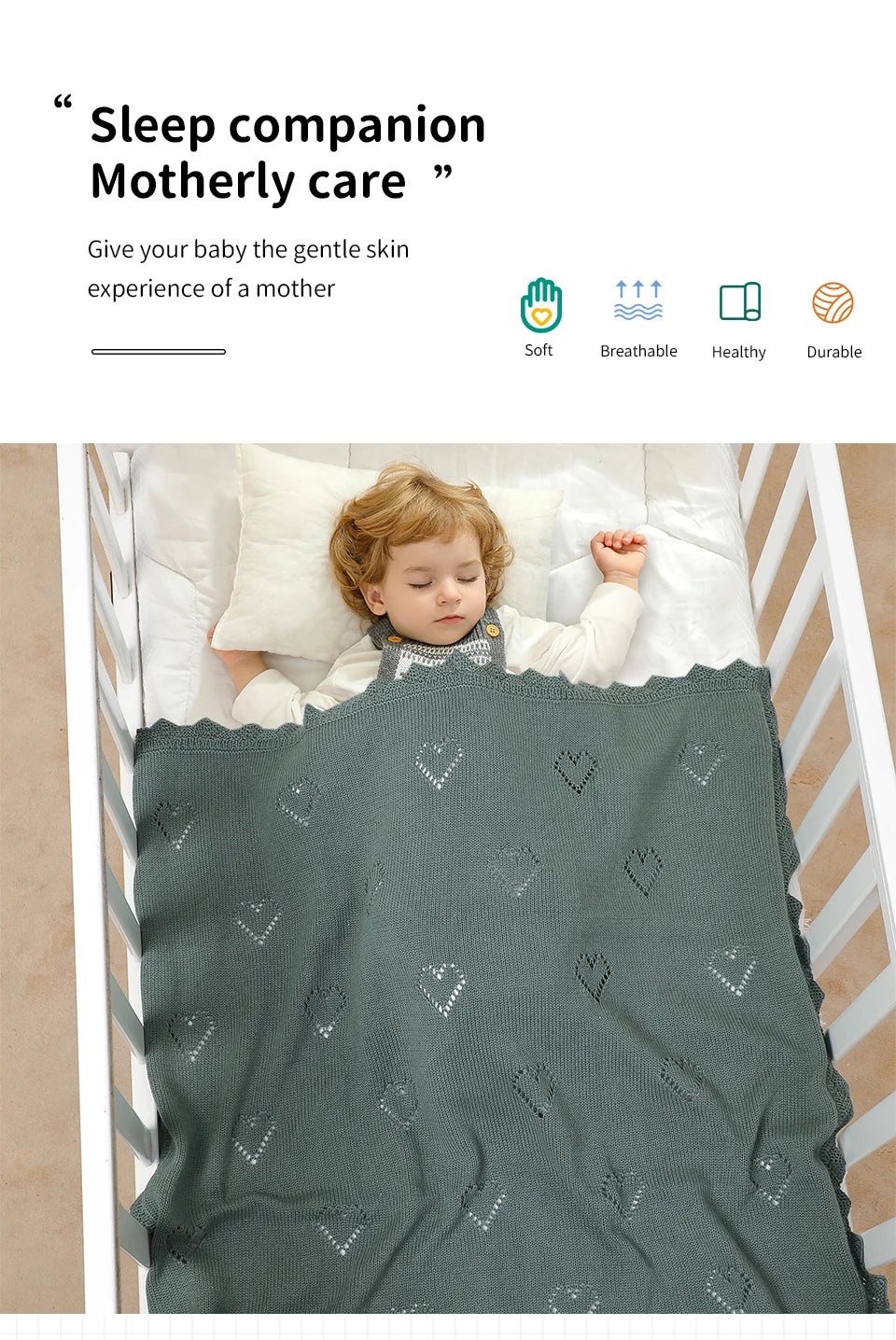 Baby Swaddle Blanket Cotton 100*80cm Soft Knitted Newborn Boys Girls