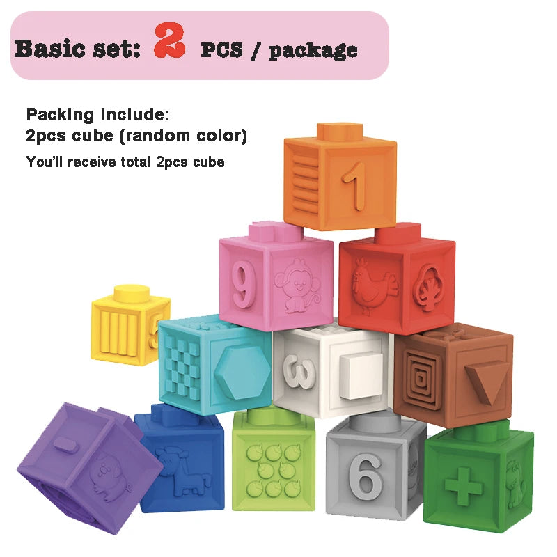 Montessori Baby Kids Toy Baby Blocks Touch Toys Soft Cubes For Children