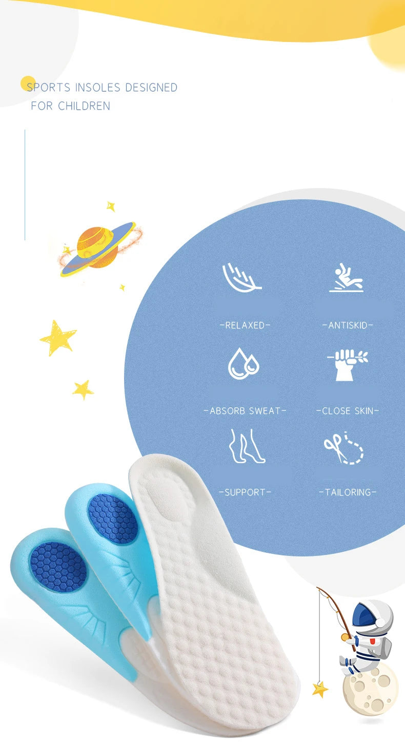 Silicone Comfortable Insoles Running Cushion Kids Shoes Sole Feet Children Sports Memory Foam Orthopedic Arch Support Shoes Pad