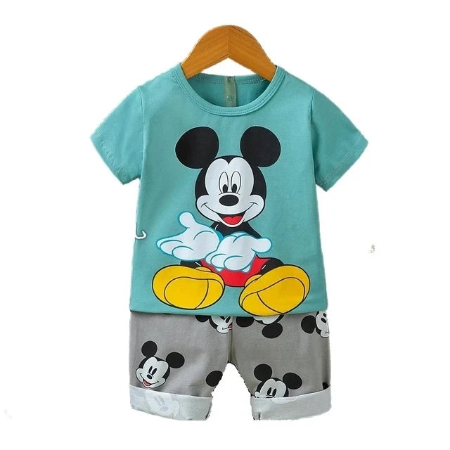 Summer cartoon T-shirt Shorts Children's boys Set Cotton