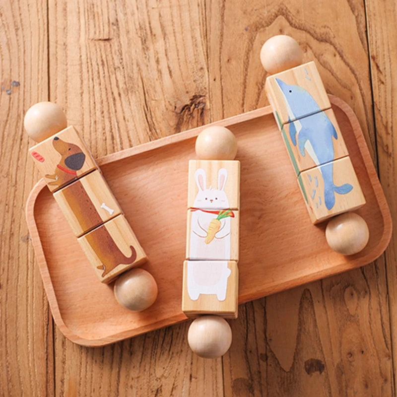 Baby Wooden Rotating Jigsaw Puzzle Hand bell Toy