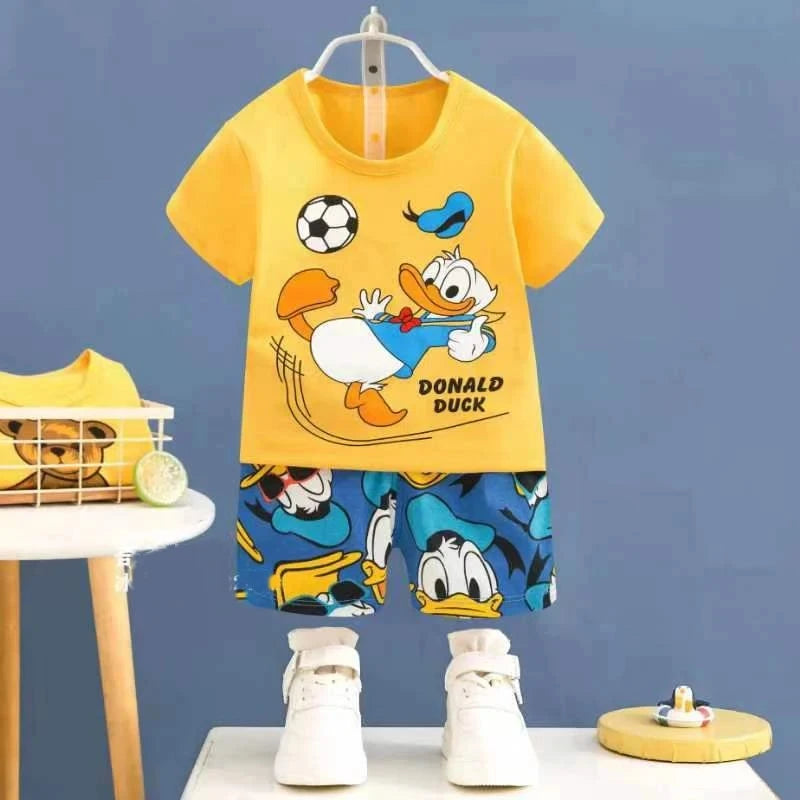 Summer cartoon T-shirt Shorts Children's boys Set Cotton