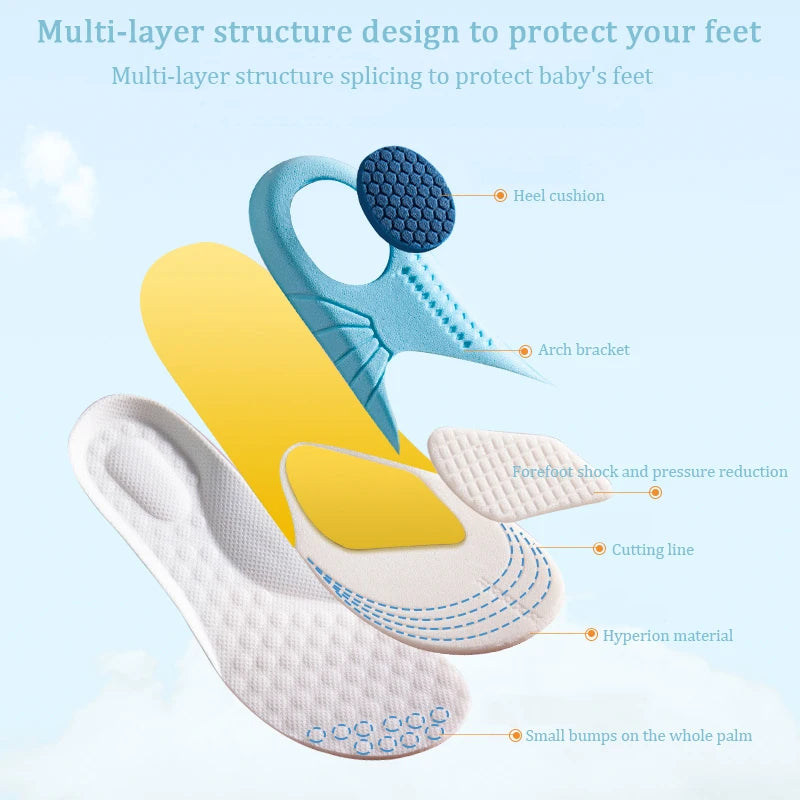 Silicone Comfortable Insoles Running Cushion Kids Shoes Sole Feet Children Sports Memory Foam Orthopedic Arch Support Shoes Pad