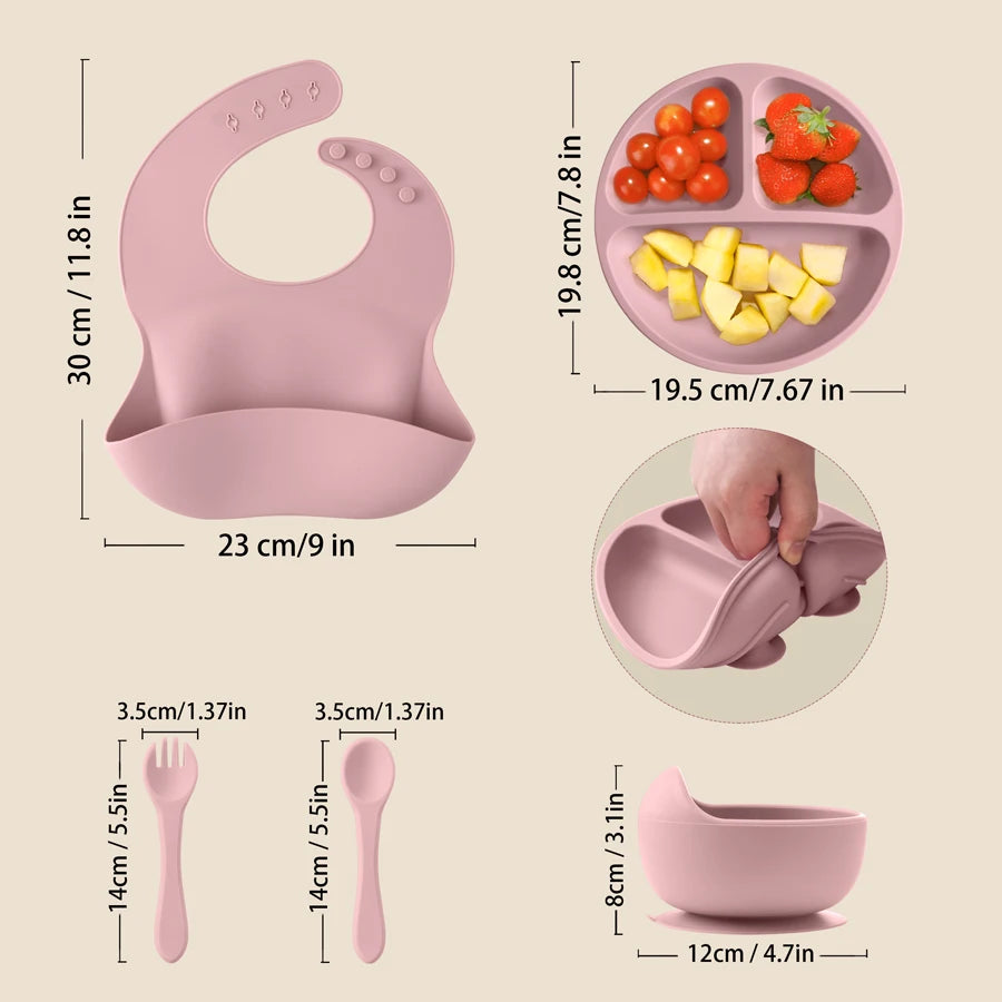 5Pcs Baby Silicone Feeding Set