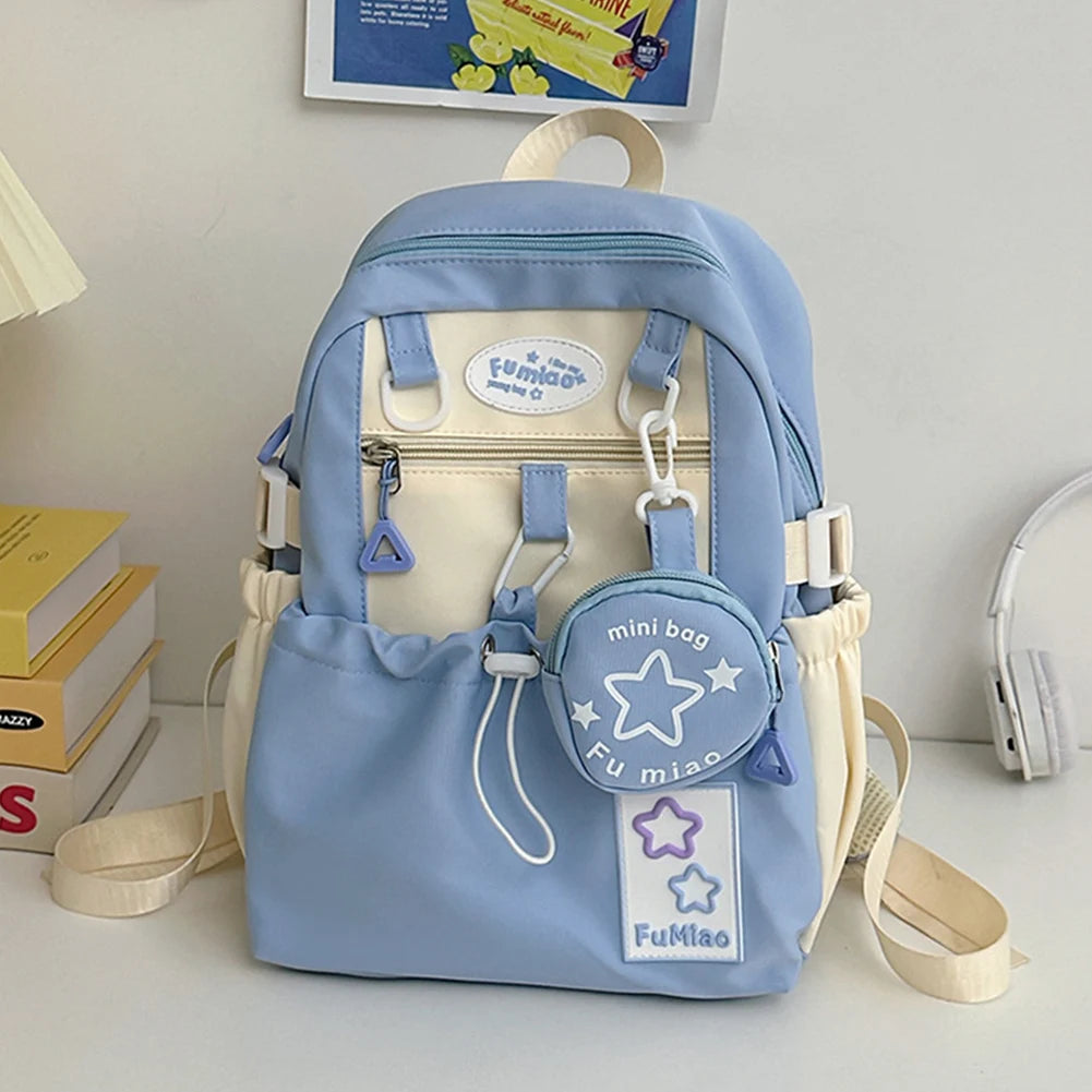 Sweet Cute Laptop Bag with Pendant College Backpack Fashion Middle School Bag for High School Students
