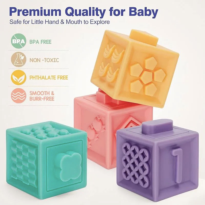 Montessori Baby Kids Toy Baby Blocks Touch Toys Soft Cubes For Children