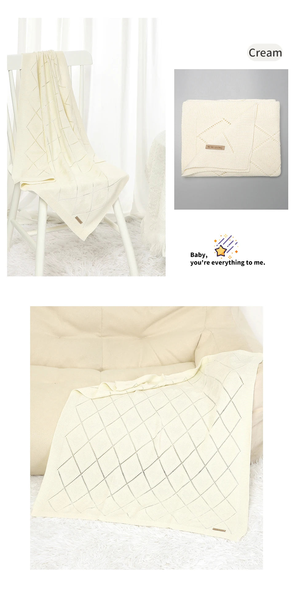 Baby Blankets Super Soft Newborn Cotton 90*70cm