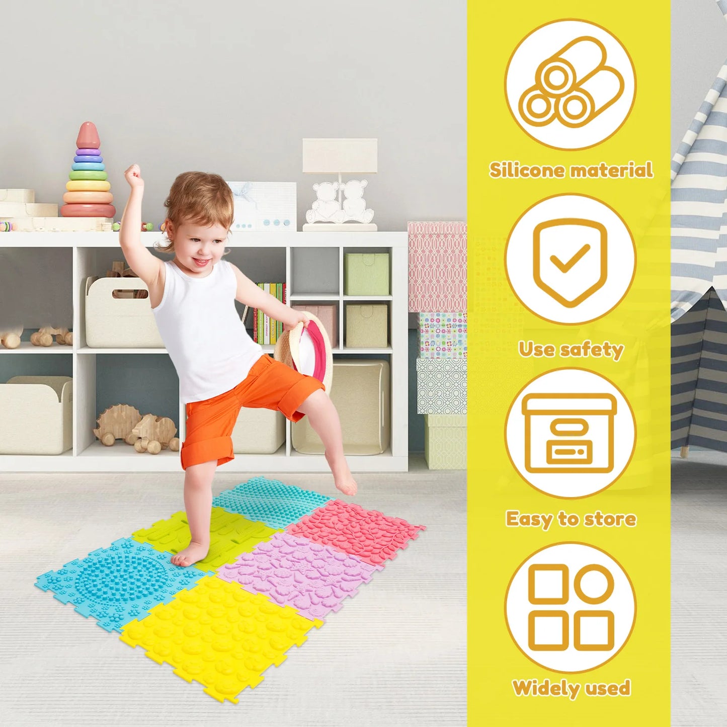 6/12Pcs Sensory Integration Training Mats Foot Massage Pad