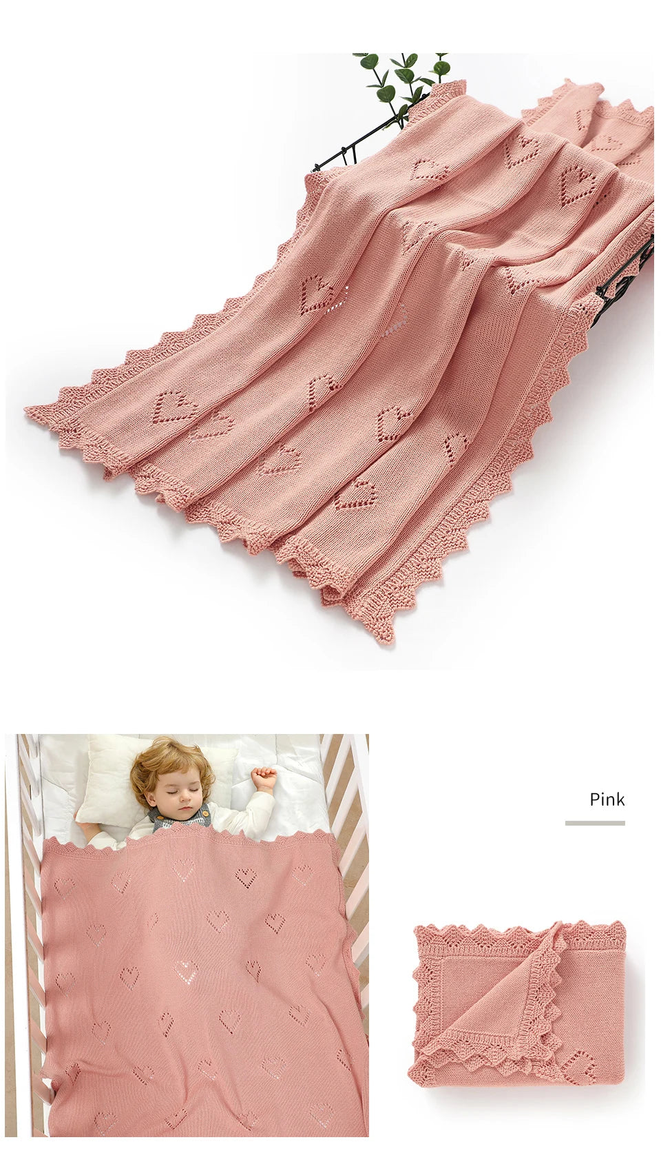 Baby Swaddle Blanket Cotton 100*80cm Soft Knitted Newborn Boys Girls