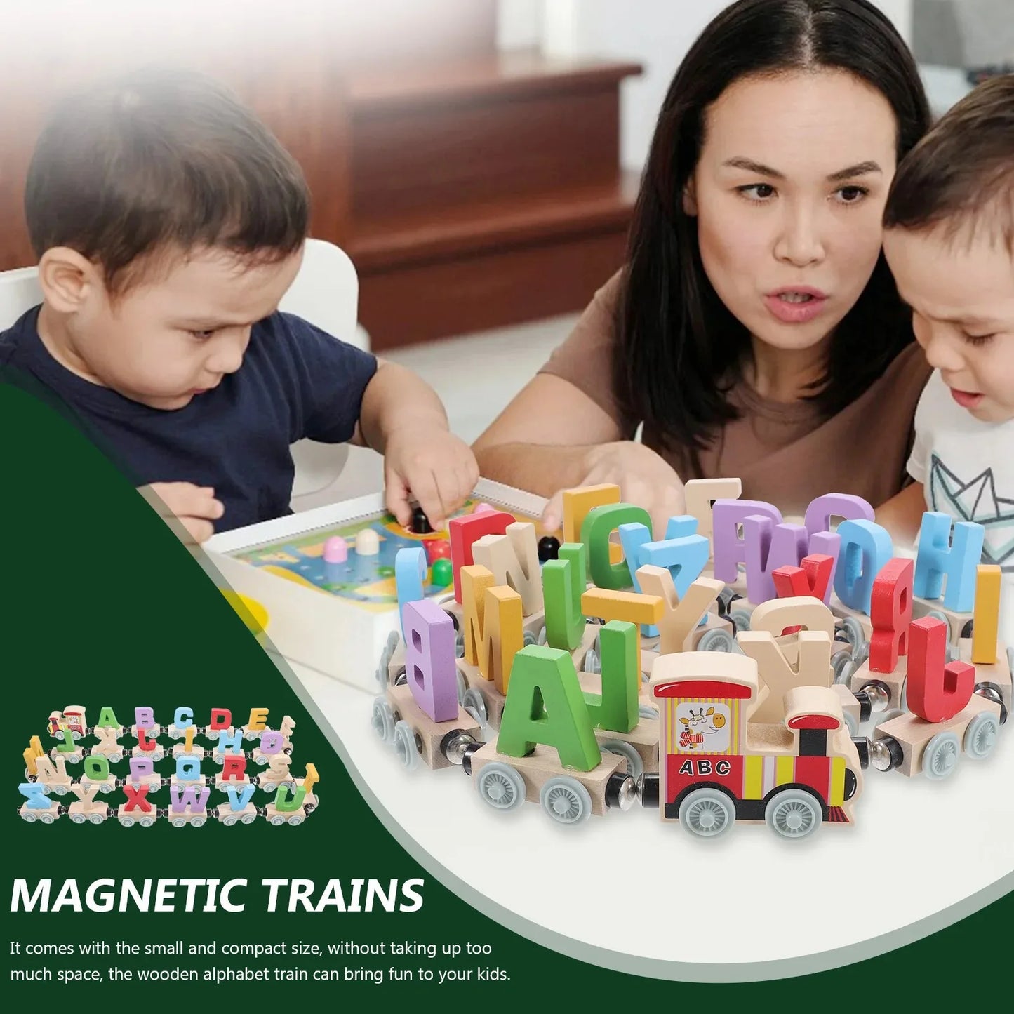 Montessori Wooden Train Toy Early Educational