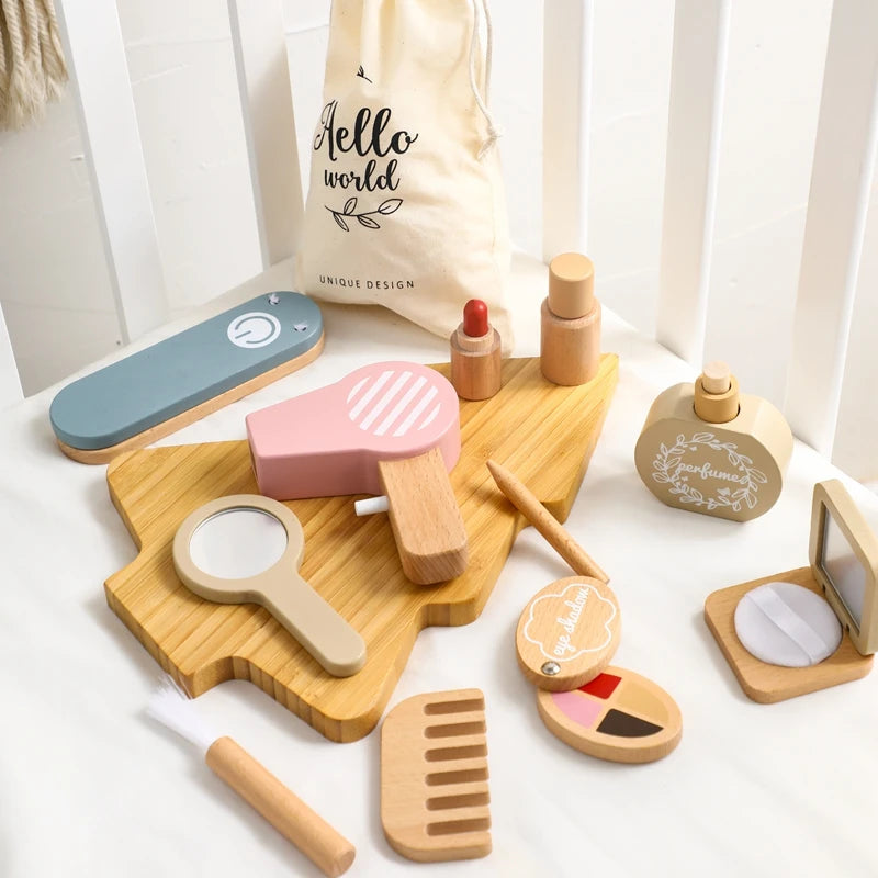 Girls Wooden Simulation Kid Makeup Set