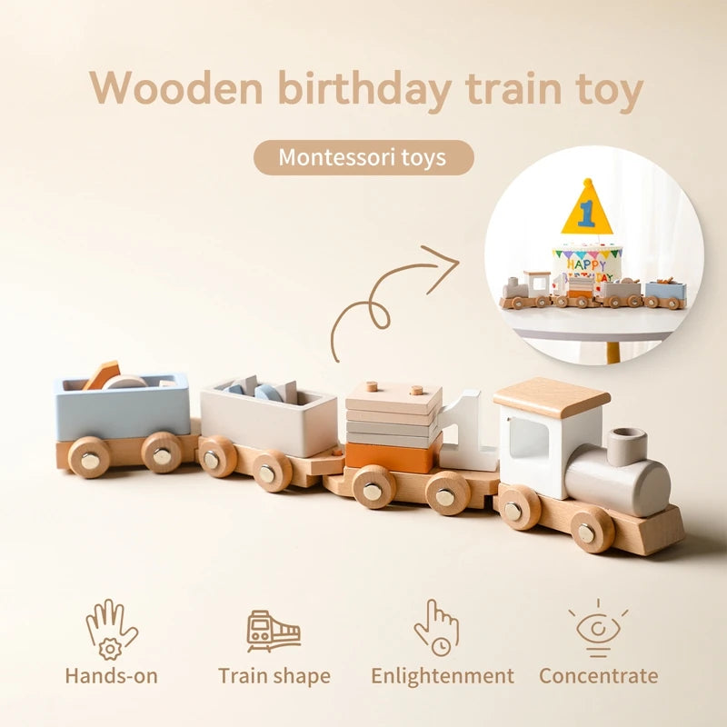 Wooden Train Birthday Toy  Montessori