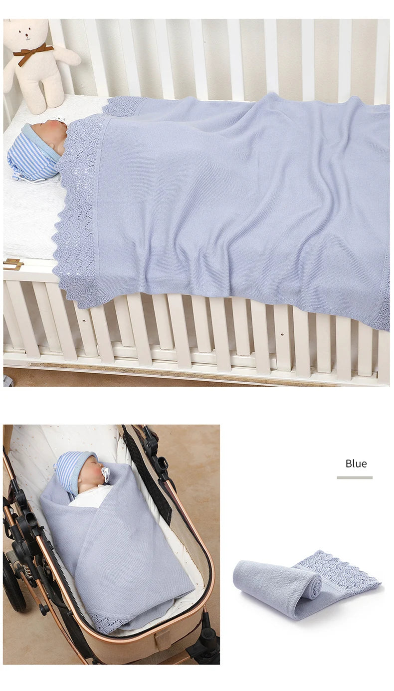 Cotton Baby Blanket Knit Newborn Boys Girls Bedding Quilt Fashion Hollow Out Solid 90*70CM Toddler Swaddle Wrap Super Soft Plaid