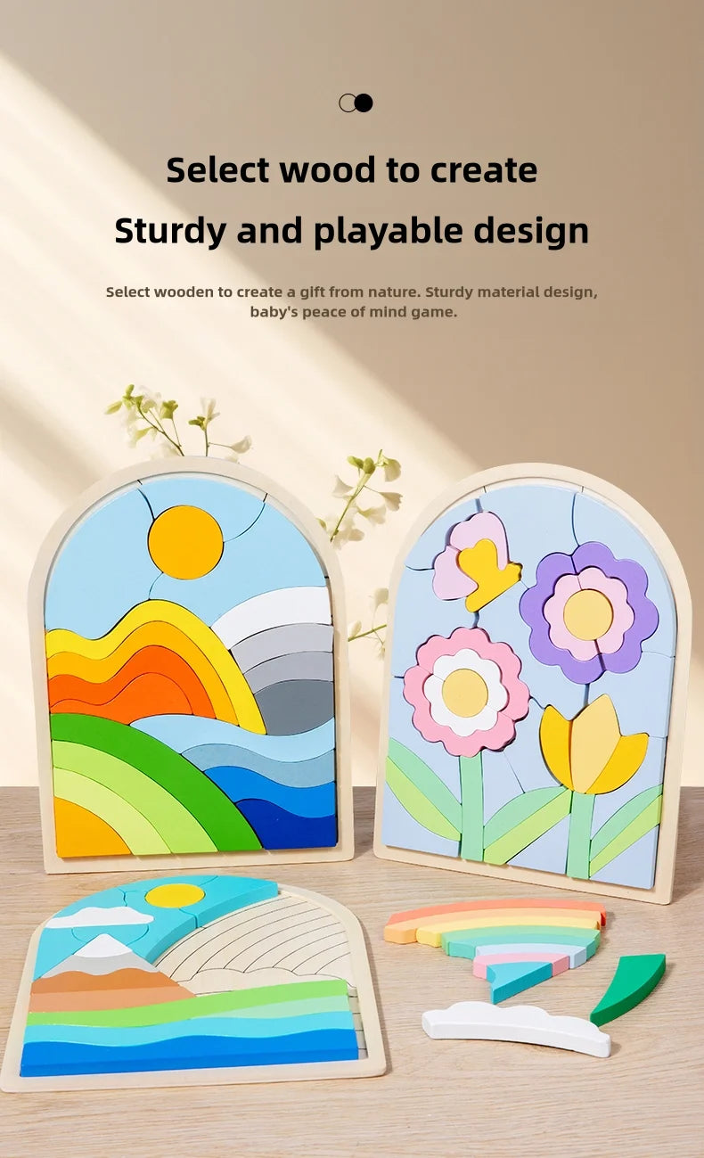 Wooden 3D creative puzzle, 2-6 years old