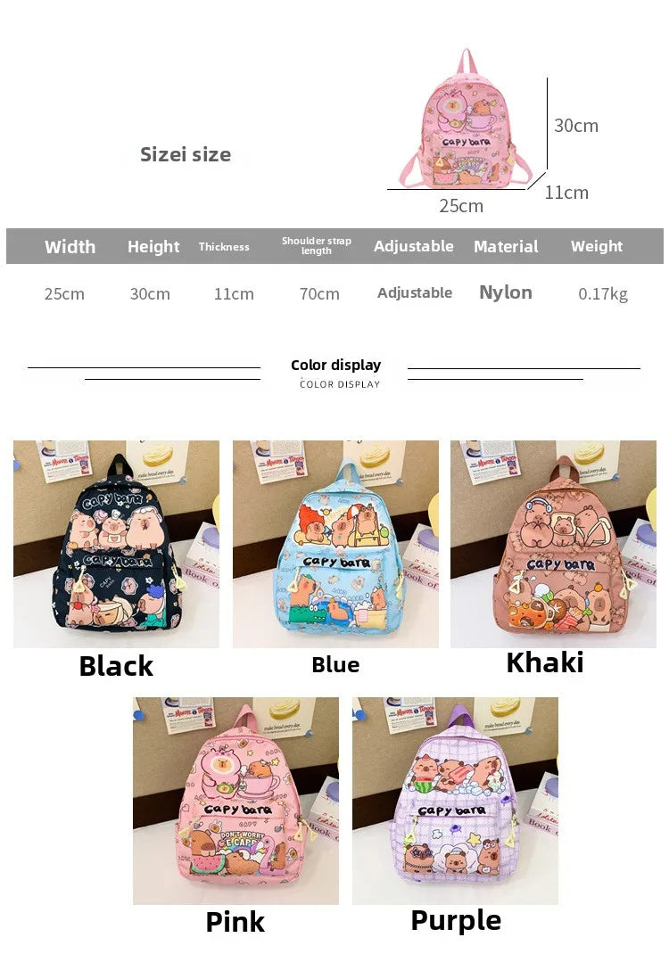 Cute Capybara Backpack for Girls Boys Student Teenager Children's Rucksack Women Cute Casual School Bags Kids Birthday Gift Toy