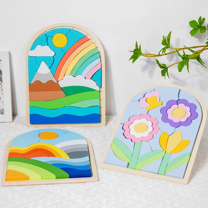 Wooden 3D creative puzzle, 2-6 years old