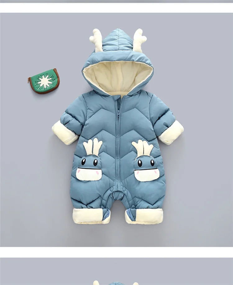 2025 New born Baby Girl clothes Winter Snowsuit Plus Velvet Thick Baby Boys Jumpsuit 0-3 Years Romper boy Overalls Toddler Coat