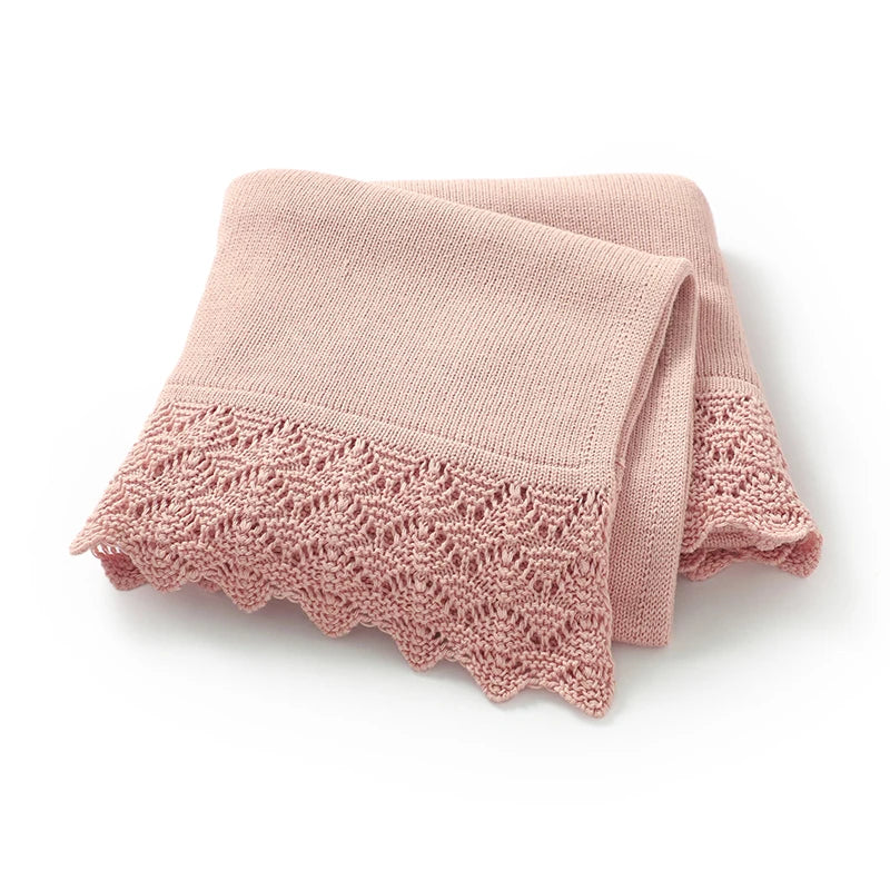 Cotton Baby Blanket Knit Newborn Boys Girls Bedding Quilt Fashion Hollow Out Solid 90*70CM Toddler Swaddle Wrap Super Soft Plaid