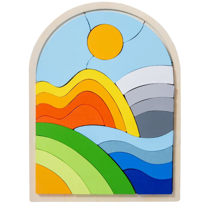 Wooden 3D creative puzzle, 2-6 years old