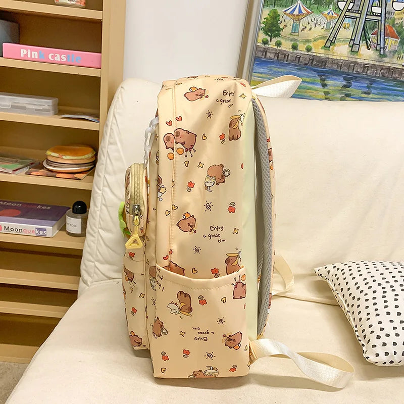 Cute Capybara Backpack for Girls Boys Student Teenager Children's Rucksack Women Cute Casual School Bags Kids Birthday Gift Toy