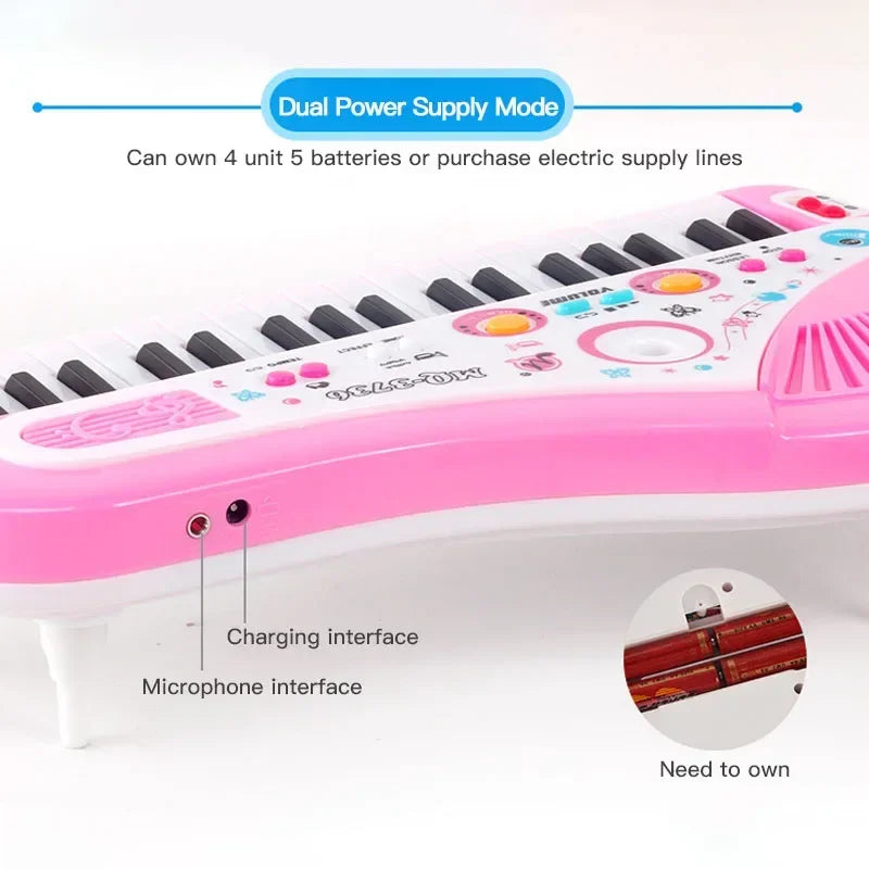 37 Key Electronic Keyboard Piano for Kids with Microphone Musical Instrument Toys Educational Toy Gift for Children Girl Boy