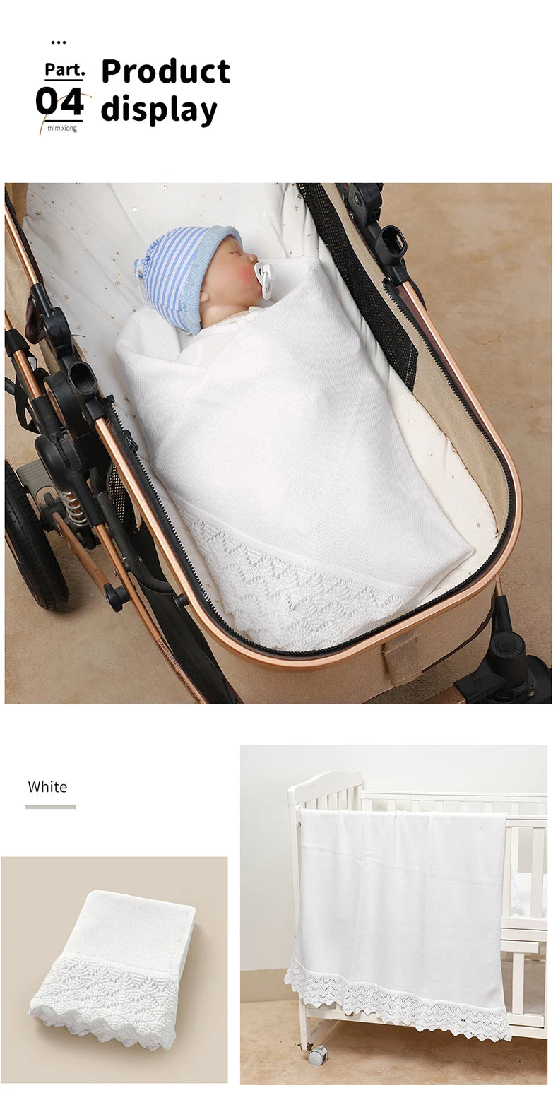 Cotton Baby Blanket Knit Newborn Boys Girls Bedding Quilt Fashion Hollow Out Solid 90*70CM Toddler Swaddle Wrap Super Soft Plaid