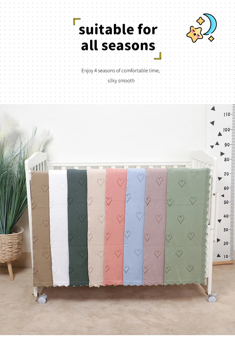 Baby Swaddle Blanket Cotton 100*80cm Soft Knitted Newborn Boys Girls
