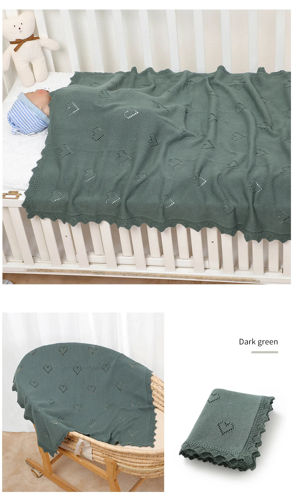 Baby Swaddle Blanket Cotton 100*80cm Soft Knitted Newborn Boys Girls