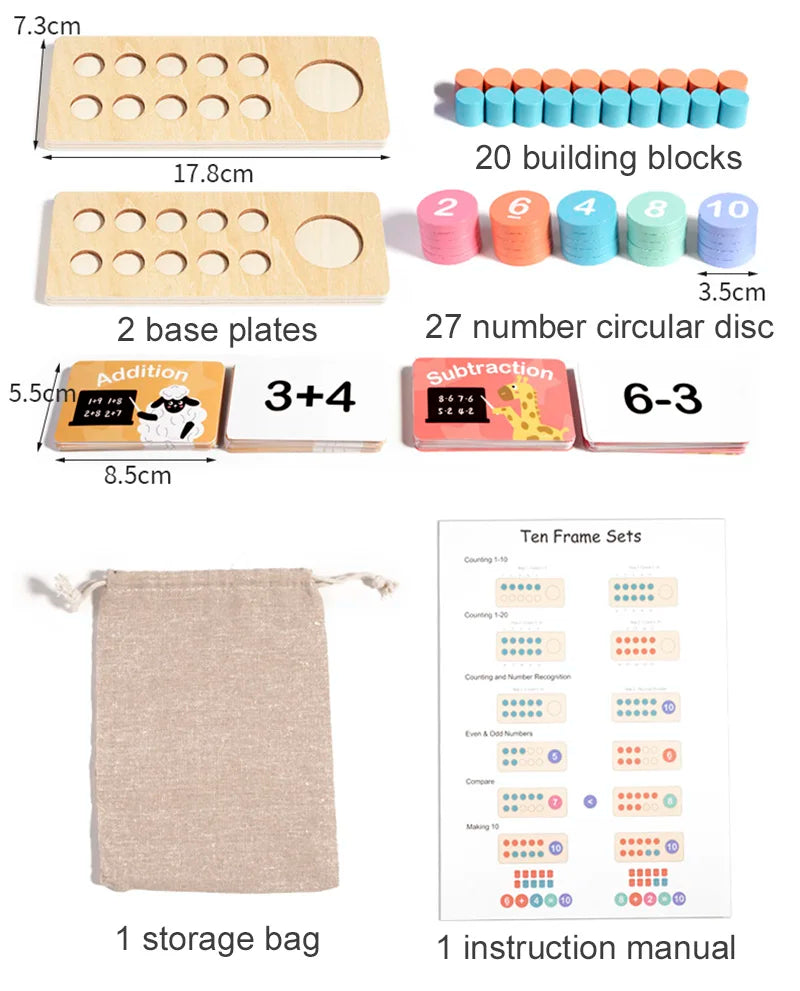 Children's Wooden Number Board Cognitive Matching Addition