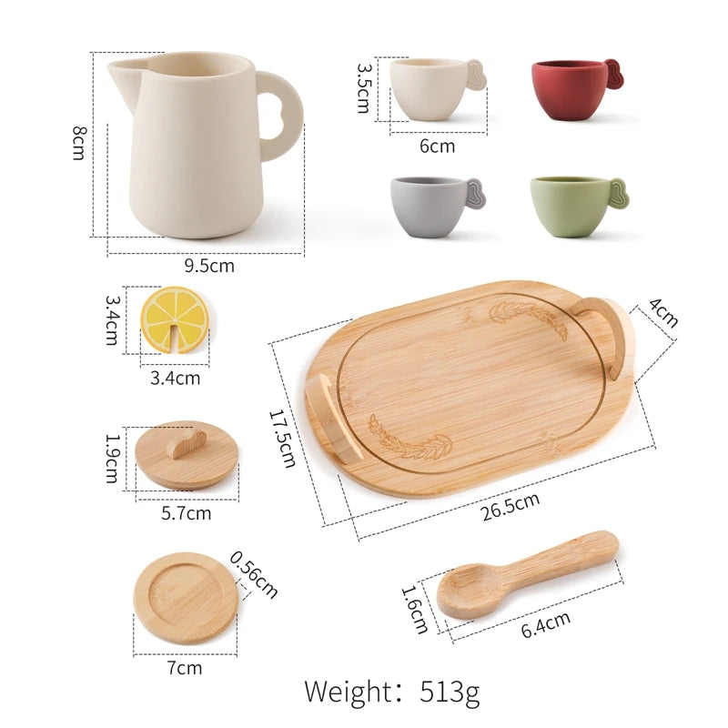 Kids Wooden Montessori Toy Set Children Coffee Machine