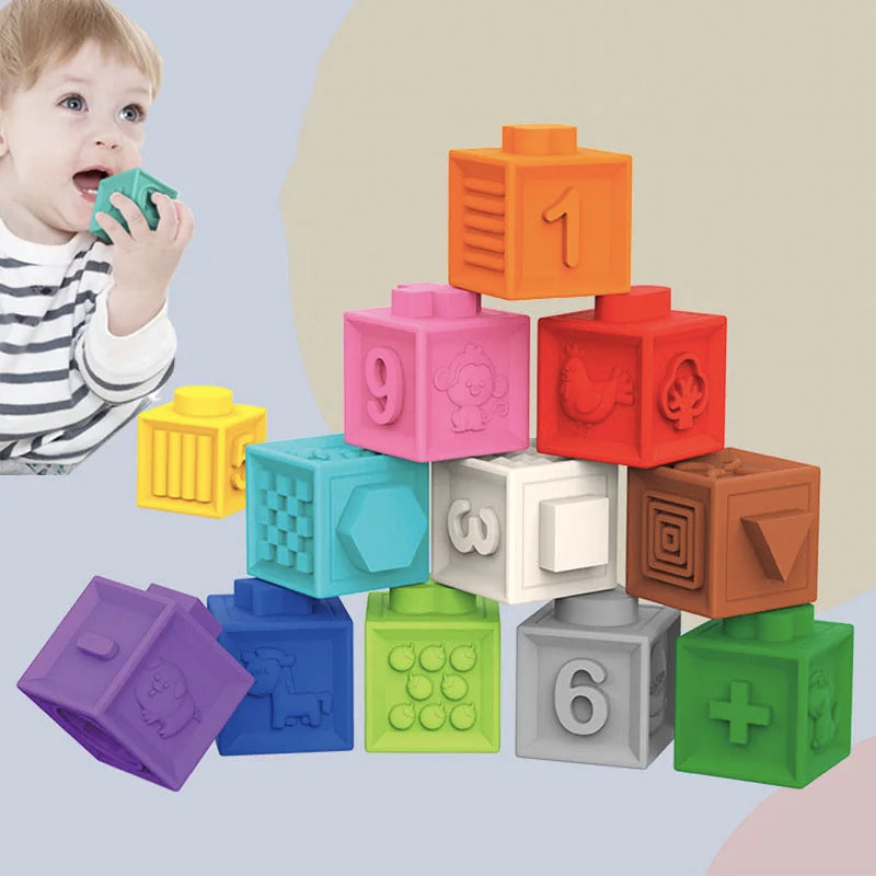 Montessori Baby Kids Toy Baby Blocks Touch Toys Soft Cubes For Children