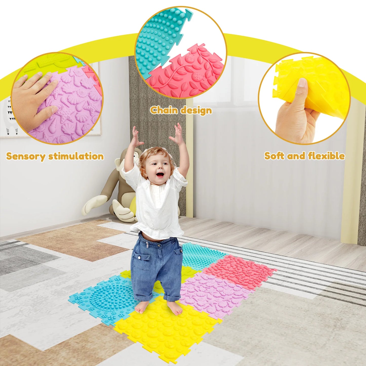 6/12Pcs Sensory Integration Training Mats Foot Massage Pad