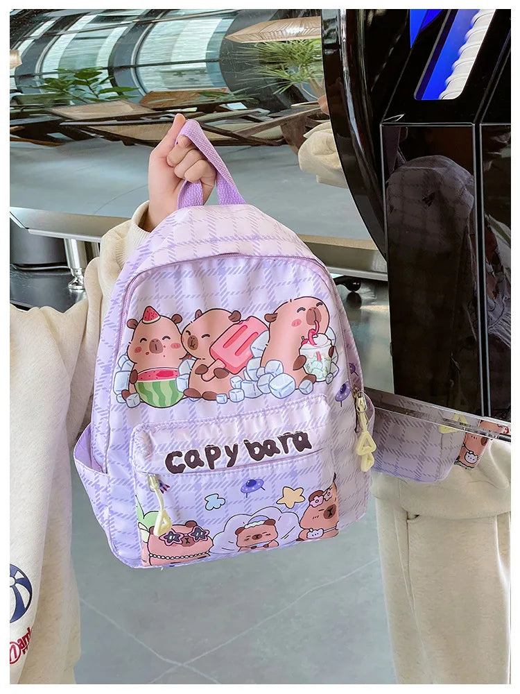 Cute Capybara Backpack for Girls Boys Student Teenager Children's Rucksack Women Cute Casual School Bags Kids Birthday Gift Toy