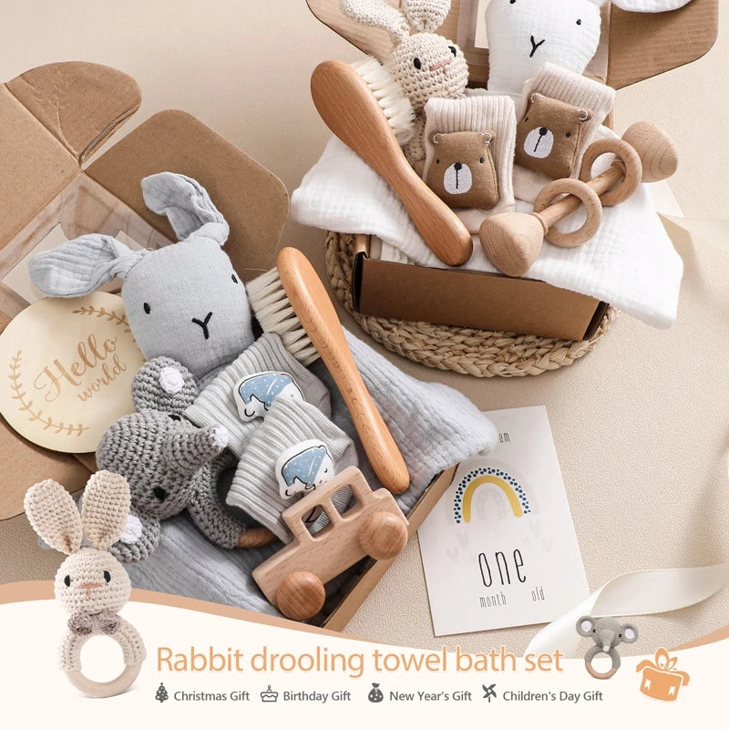 Baby drool Towel Toy Set Milestone Cards