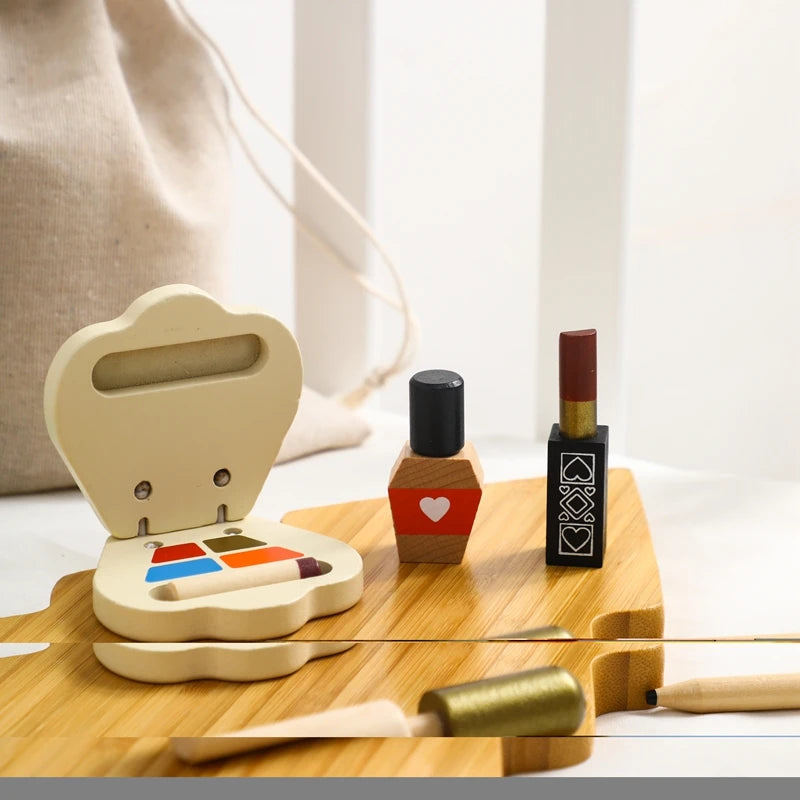 Girls Wooden Simulation Kid Makeup Set