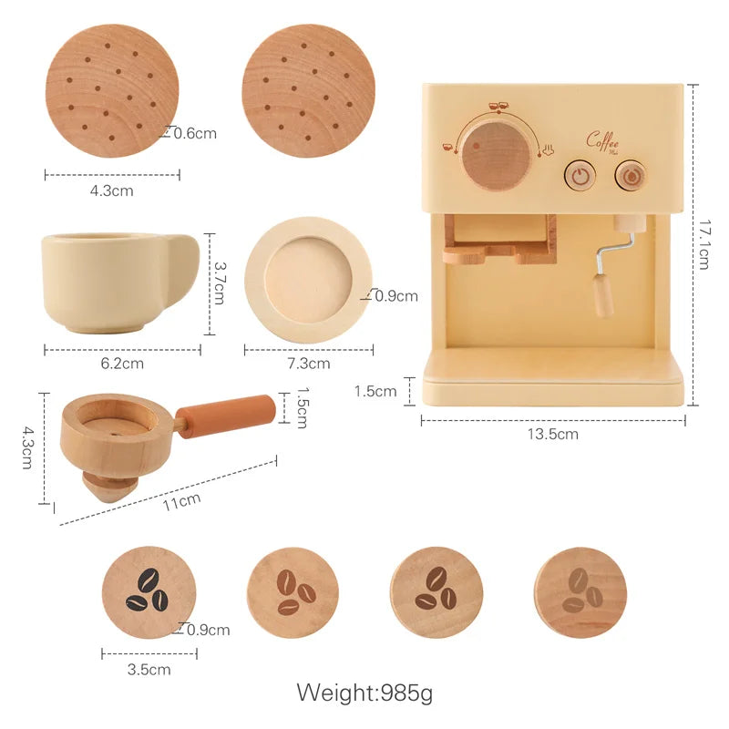 Kids Wooden Montessori Toy Set Children Coffee Machine