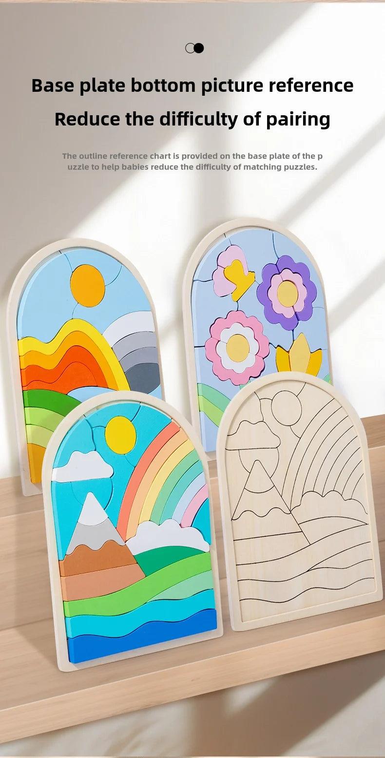 Wooden 3D creative puzzle, 2-6 years old